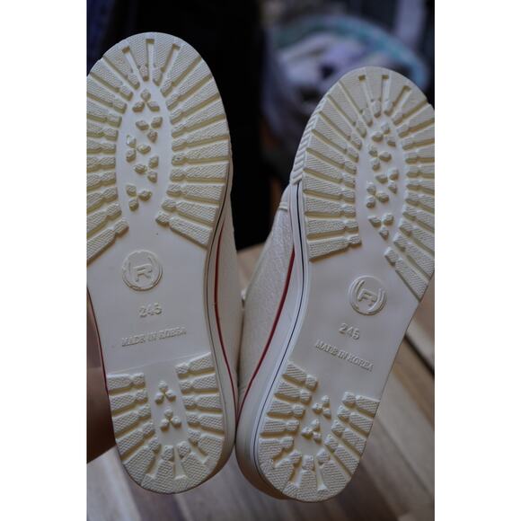 Vintage White Trendy Wedge High Top Zip Up Studded Sneakers Size 245 US 7.5 - Picture 6 of 12